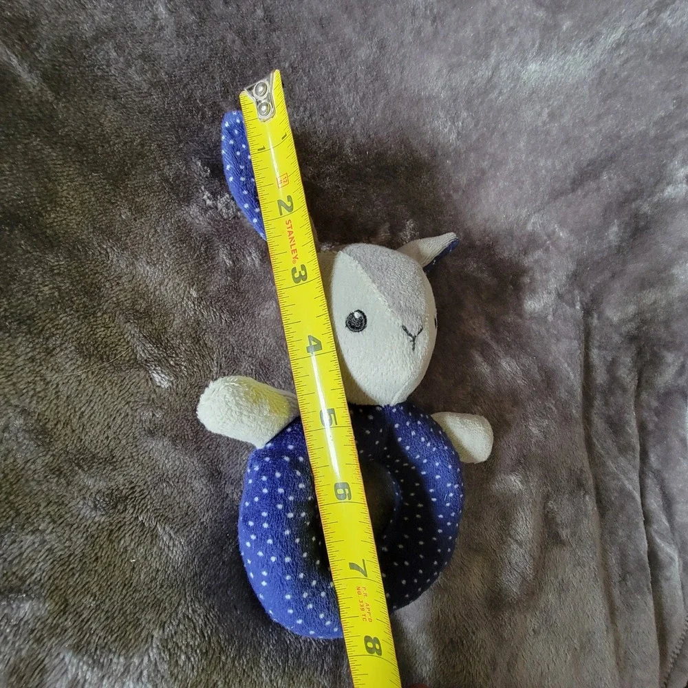 Unbranded Soft Bunny Rattle Baby Unisex Blue/Gray Excellent Polka Dot Plush Toy